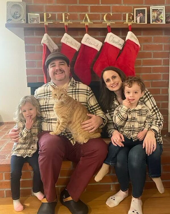 Winemaker David Milner with his family at Christmas time.